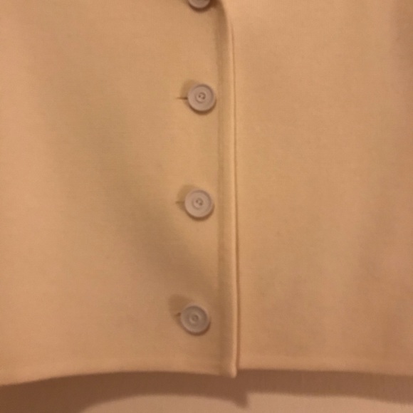 Vtg I. Magnin Wool Cropped Cream Button Sweater - Picture 2 of 7